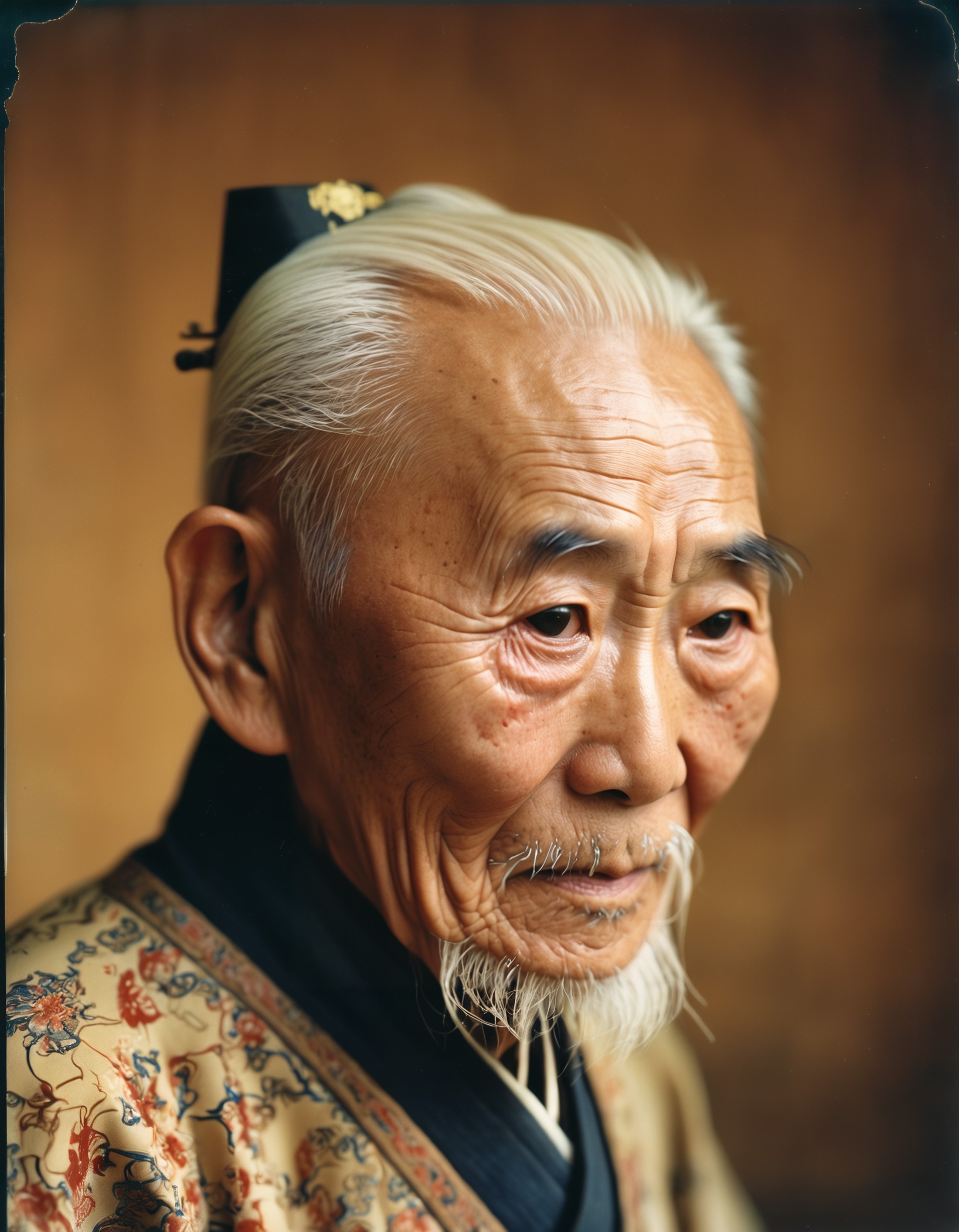 highly detailed photo of the oldest man of China,  shot on polaroid film, film grain, shallow depth of field, natural soft...