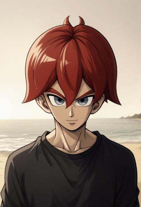 Akiro_Zenshin, red hair, silver eyes, red hoodie Akiro_Zenshin, red hair, silver eyes, shirtless, red shorts Akiro_Zenshin, red hair, silver eyes, red_gi, sleevless Akiro_Zenshin, red hair, silver eyes, tanktop