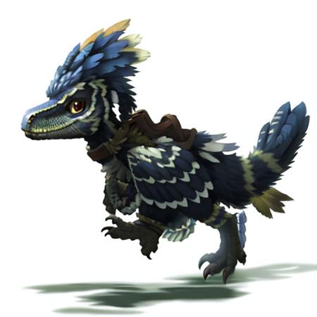 chibi, small, cub, animal, raptor, dinosaur, feathers, animal focused,  <lora:Deinonychus-06:1>, jumping, flying, kicking, <lora:Silverfox_704_U_RWM:1>, white background, kkw-fur:1, digital art, fluffy, high quality, detailed, masterpiece, looking at viewer, by silverfox, hyperrealistic, side view