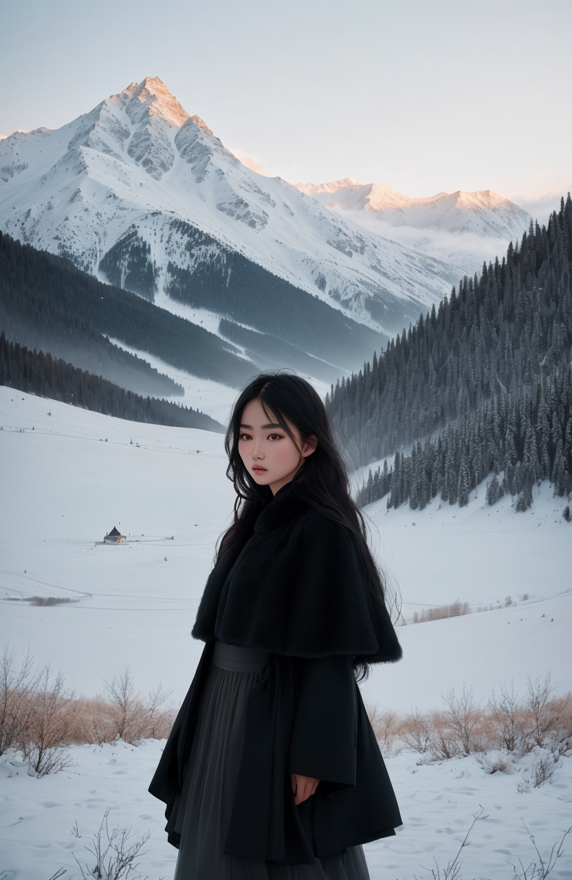 almaty girl, kazakh, Portrait of haute couture beautiful kazakh fashion model , ethereal dreamy foggy, photoshoot by aless...