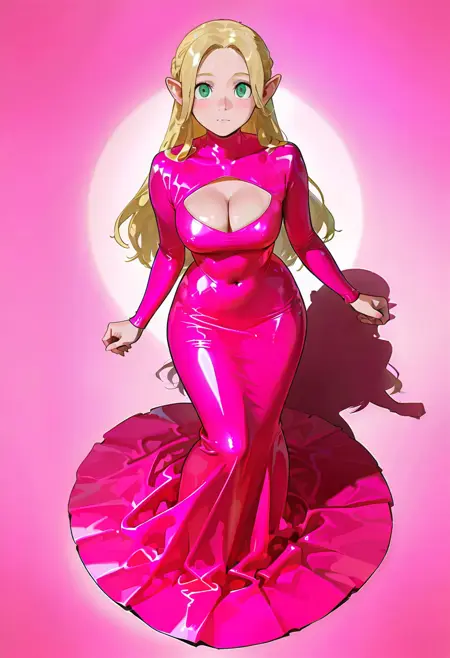 Long Pink Latex Dress