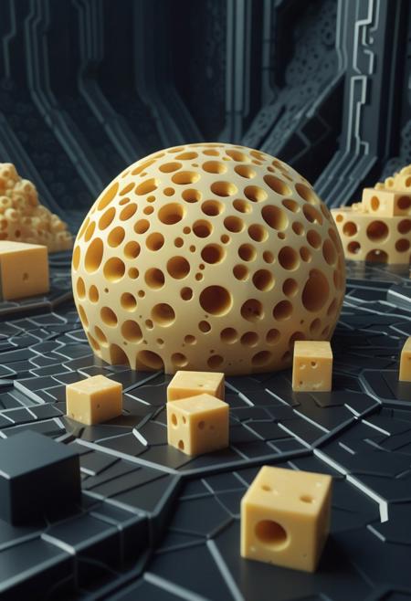 cheese, art deco design, 
voronoi, pixelized, voxels, close up, 
futuristic, otherworldly, dramatic scene,