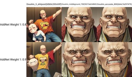 Yusa Doushin, bald, old, wrinkled face, evil grin, t-shirt, jeans