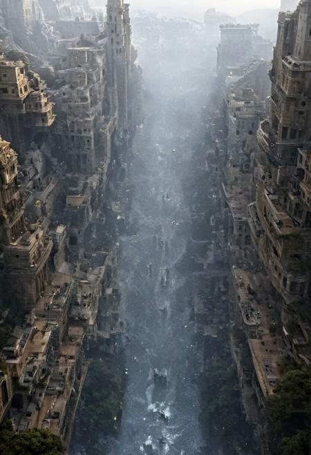 POV view , DOF,
(Ancient civilization, Alien Prometheus movie scene, dune movie scene:1.5), (The colonial city of the future, in the mist-filled Grand Canyon, on an unknown Earth-like planet, 2 moon on sky, Spaceship flight connects colonies, waterfulls:1.3), (Machu Picchu, a mountain settlement, incredibly spectacular:1.2), (Mario Botta:1.3), (avant-garde, future, reality, science fiction, photorealistic), (modern architecture:1.2), White limestone with black granite, fountain, waterfall, landmark, square, path, narrow street,
(Large Files, Ultra Realistic, 8K, 16k, FHD, HD, VFX, Perfect, Photography, composition, Architecture Sales Photography, Architecture Competition, Ultra High Resolution, Cinematography, High Resolution Image:1.1), (dramatic lighting, direct sunlight, ray tracing, clear shadow:1.2),  (real landscape:1.1), (blurred background:1.0), (urban background, more_details) ,
great lighting, clear, hillscastel, <stardeaf-cold-arc>, xtower, industrialbuilding