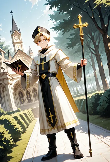 male priest dressing in RPG game (ill)