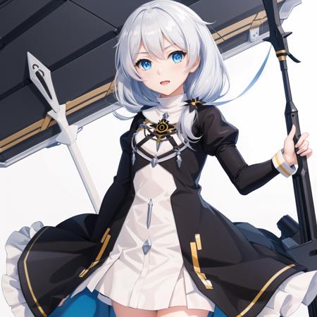 (masterpiece:1.2), (best quality:1.3), valkyrie_pledge, 1girl, blue_eyes, white_hair, flat_chess, black_dress, <lora:valkyrie_pledge_v4:1>