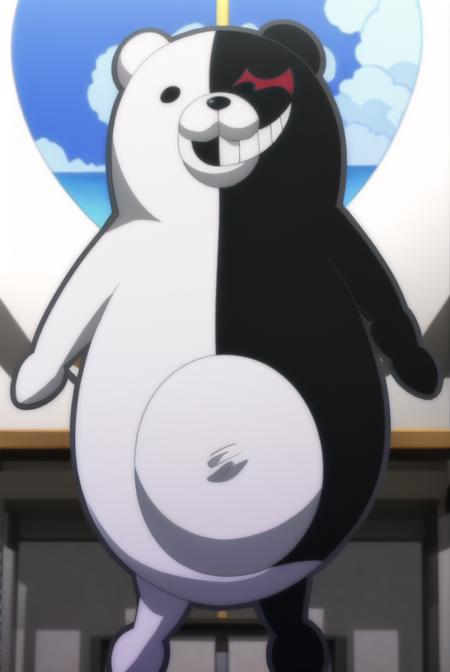 monokuma, <lora:monokuma s1-lora-nochekaiser:1>,
monokuma, smile, teeth, grin, no humans, bear,
BREAK ,
BREAK outdoors, classroom,
BREAK looking at viewer