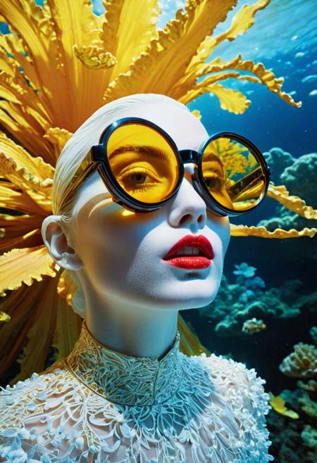 (star wars)(analog photo:1.2),((dynamic pose:1.2),(dynamic camera),(amateur photo:1.3,art retouch,, analog photo), (close-up) rodian alien Snorkeling ,alien planet,(sci-fi:1.5), spaceship, mineralogical fractal, mutation black petals, nuclear reactor interior, photorealistic surrealism tangka, (film grain:1.2), abstract collage,(masterpiece, high quality, fisheye:1.2), , solo, model photoshoot, (black theme:1.1), a stylish girl,big lips, round_eyewear, solo, pride, , (looking at the viewer), (Francis Drake : 1,2) ((best quality)), (artistic photography by Philippe Halsman and Ara Gler:1.2), award wining, f/5.6, shutter speed 1/125 sec, iso3200, white balance daylight, exposure compensation "-1.5 ev", shutter priority shooting mode, symmetry and balance, focus mode single, spot metering, aesthetic of precisionism, forward-thinking unrivaled opus, meticulous details, healing art atmosphere, depth of field (dof), (anthraquinone blue and red colors:0.1), <lora:MJ52:0.35><lora:hair_with_scenery:1>folk costumes (Ethel Warwick:1,2) (8k, RAW photo, highest quality), hyperrealistic, intricate abstract, intricate artwork, abstract style, otherworldly, mesmerizing parallel dimension, gravity defies logic, abstract masterpiece, interplay of floating objects, distorted silhouettes, vivid hues, ethereal light, highly detailed,,,Leica Q2 with Summilux 35mm f/1.2 ASPH, ,clear face, Ultra High Resolution,
