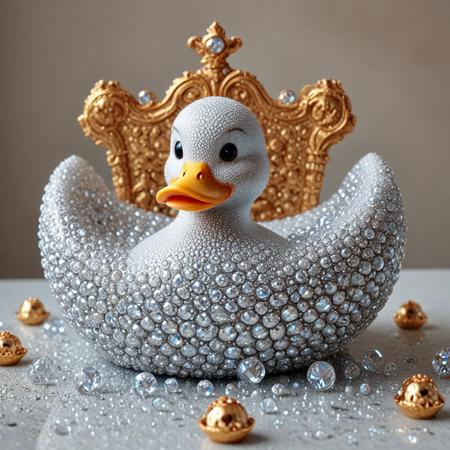 score_9, score_8_up, score_7_up, high quality, best quality, highly detailed, diamondMW
A rubber duck sitting on a golden throne in a bathtub filled with diamond-shaped bubbles, surrounded by tiny knight figurines made of shining crystal., Stable Yogis PDXL Positives,, <lora:CivitAI\Diamond_World_Morph:1.0>