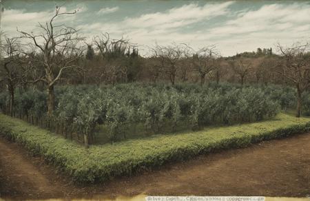 style of Clive Barker, estate ,orchard ,clump ,plot ,parcel ,coppice ,