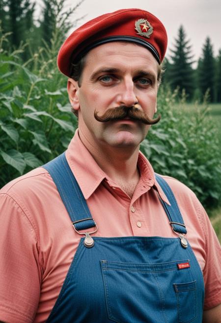 ((Film poster , dynamic photograph from a colorized, 1936 Soviet live action film titled (" братя супер марио" )) , ((about a short fat Italian proletarian plummer wearing (a big bushy moustache), (blue overalls), (red shirt) , (a big red cap that has the letter "М"  seen printed on the front)),  ((the short fat Italian proletarian plummer wearing (a big bushy moustache), (blue overalls), (red shirt) , (a big red cap that has the letter "М"  seen printed on the front),  travels through green pipes to a magical kingdom where he must save a (blonde woman dressed in a pink dress)),
[(Cinematic still), (photograph from a 1936 soviet film) (using 35mm, agfacolor film stock), (using State Optical Institute cine lenses),  ((colorized with the 1936 style Bipack colourisation method)) (Communist Soviet Heroism) , (DC style Sovietpunk superheroes)]