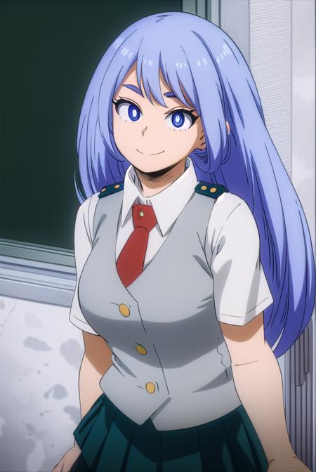 nejirehadou, <lora:nejire hado s3-lora-nochekaiser:1>,
nejire hado, long hair, blue eyes, blue hair, (bright pupils:1.5), smile,
BREAK skirt, shirt, school uniform, short sleeves, pleated skirt, necktie, collared shirt, vest, red necktie, u.a. school uniform,
BREAK indoors, classroom,
BREAK looking at viewer,
BREAK <lyco:GoodHands-beta2:1>, (masterpiece:1.2), best quality, high resolution, unity 8k wallpaper, (illustration:0.8), (beautiful detailed eyes:1.6), extremely detailed face, perfect lighting, extremely detailed CG, (perfect hands, perfect anatomy),