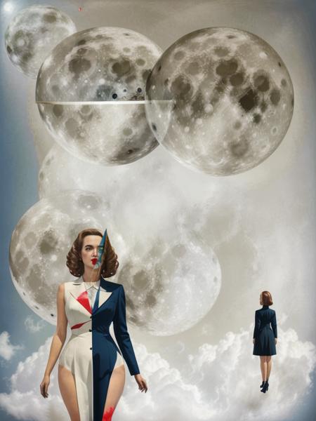 <lora:Collage:1>a collage of a woman standing in front of the moon