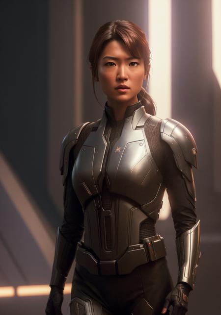 <lora:Grace Park:0.7> midbody photo of the most beautiful artwork in the world featuring [gorgeous asian female humanoid|cyborg:0.3], spaceship location, working environment, rugged harsh situation woman Grace Park (sharp face:1.2) worker, full body 8k unity render, action shot, skin pores, detailed intricate iris, very dark lighting, heavy shadows, detailed, detailed face, (vibrant, photo realistic, realistic, dramatic, dark, sharp focus, 8k), (battlestar galactica viper pilot:1.1), (intricate:1.1), (highly detailed:1.1), digital painting, octane render, artstation, concept art, smooth, sharp focus, illustration, art by artgerm, (loish:0.23), wlop ilya kuvshinov., (global illumination, studio light, volumetric light) <lora:epicdiffusionLora300_epicdiffusionLora300:0.5>