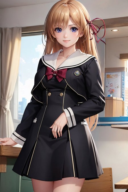 kurusu nono hair ribbon school uniform black dress bow