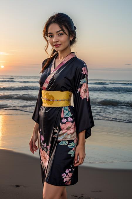 1 woman, beautiful, cute standing at Indian beach, sunrise, close photo
<lora:DETAIL_SLIDER_BY_STABLE_YOGI:0.5>
<lora:Kimono Dress by Stable Yogi:0.8> black kimono dress