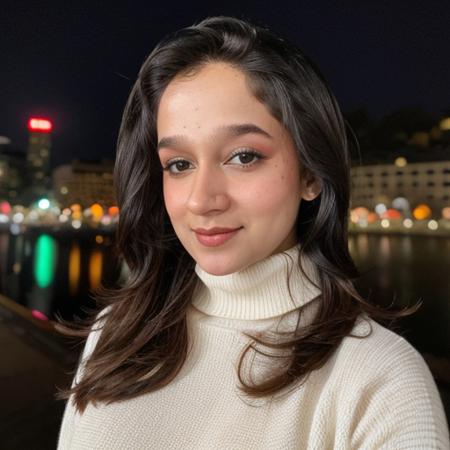 <lora:kavyaa_sd15_512_128_64_v1:1>kavyaa,1girl,looking at viewer, new years eve party fireworks in background, wearing a turtleneck sweater