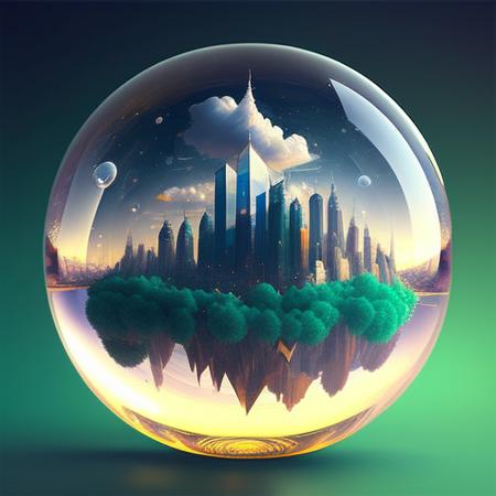 (orbai)++, a glass ball with a city inside