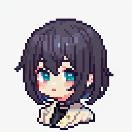 Pixel art, 1girl, cute, portrait, bust up, upper body, transparent background, chibi