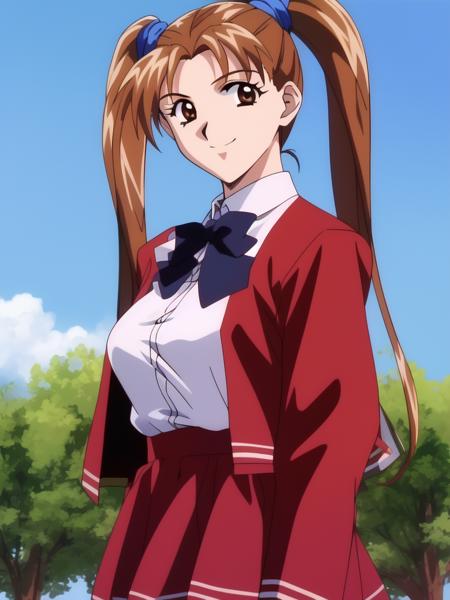 KanouRyouko, 1girl, soro, brown hair, twintails, long hair, brown eyes, breasts KanouRyouko, 1girl, soro, brown hair, twintails, long hair, brown eyes, breasts, 1990s \(style\), anime, anime_screencap, KanouRyouko, 1girl, soro, brown hair, twintails, long hair, brown eyes, breasts, game cg, game cg style,
