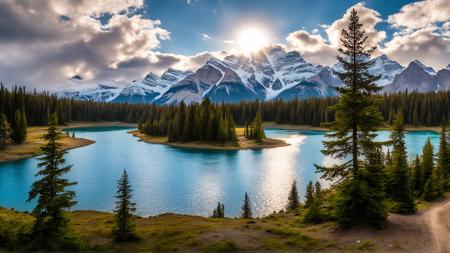 best quality,masterpiece,highers,4k,8k,realistic,
banff,blue sky,bush,cloud,cloudy sky,day,field,forest,grass,horizon,lake,landscape,mountain,mountainous horizon,nature,outdoors,path,river,road,scenery,sky,sunlight,tree,water,banff