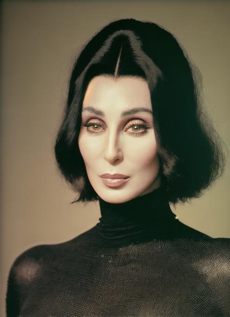 analog style, modelshoot style, A stunning intricate full color portrait of (Cher:1), wearing a black turtleneck, epic character composition, by ilya kuvshinov, alessio albi, nina masic, sharp focus, natural lighting, subsurface scattering, f2, 35mm, film grain, <lyco:Cher:1.0>