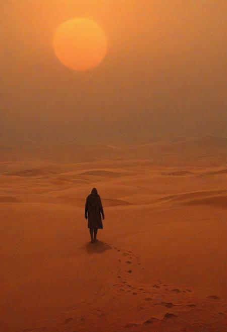 digital artwork by Beksinski, night, desert, epiCPhoto, moon, dune