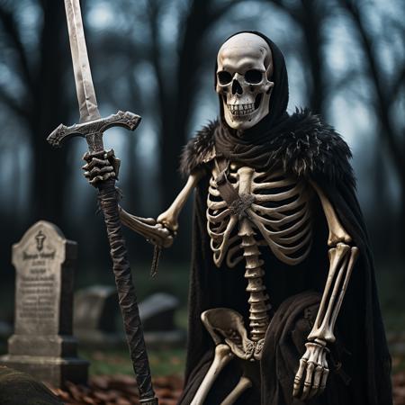 highly detailed cinematic photo of skeleton, 

fur trim, holding sword, blurry, hood, male focus, depth of field, ((night)), ((graveyard)), realistic:1.3


depth of field, blurry background, 

masterpiece, best quality:1.1, realistic:1.1,

depth of field:1.1, 
(shadow play:1.3),

