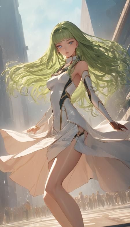 breathtaking Cinematic scene, hero view, 1girl, C.C., Code Geass, action pose, detailed background, masterpiece, best quality, high quality, highres, absurdres <lora:cc:1> . award-winning, professional, highly detailed