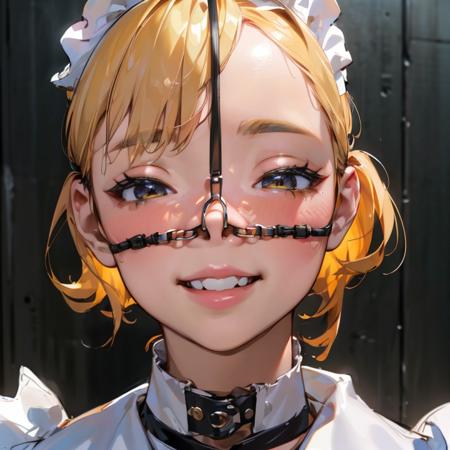 masterpiece, highres,high-resolution,4k, 4l,4k portrait, 8k,8k portrait,unity 8k wallpaper, extremely detailed CG,unity 8k wallpaper,realistic, RAW photo, real person,
portrait photography,photorealistic,shiny skin,detailed skin, (best quality, Ultradetailed:1.2), young kawaii girl,teen ager, (((face focus))),park,outdoor,(head,shoulder,bust,waist,belly,hip)smile,teeth,pose,stand up,(((maid costume))) <lora:photo-3waynosehookv1.3:0.7>yellow hair