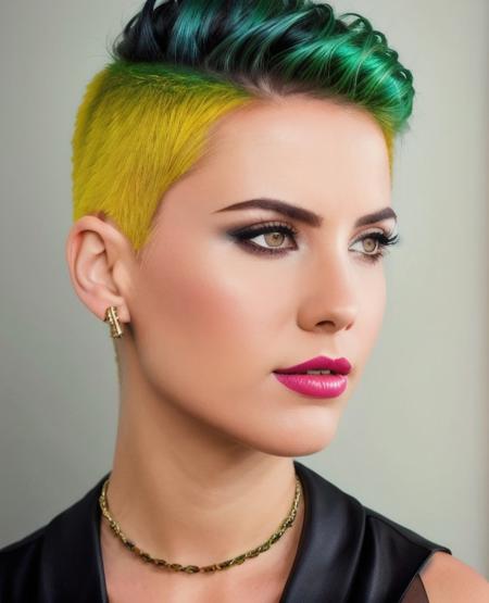 portrait photo of eda_ece a model by Flora Borsi, style by Flora Borsi, bold, bright colours, Mohawk haircut, ((Flora Borsi))
,<lora:eda4batch-000008res128:1>