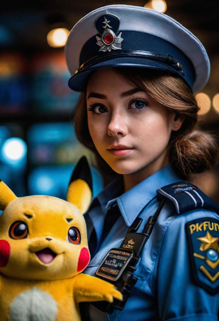 20yo officer jenny (Pokemon), big breast, detailed eyes, in a pokeon center, surrounded by pokemons, (cinematic lighting:1.3), full body, Fujifilm XT3,(sharpen light:1.2),(intricate shadows:1.3),((heroic:1.6)),cinematic shot,perfect eyes, Canon RF85mm f/1.2, masterpiece ,best quality,ultra high resolution,cinematic lighting,reflections,HDR,8K resolution,