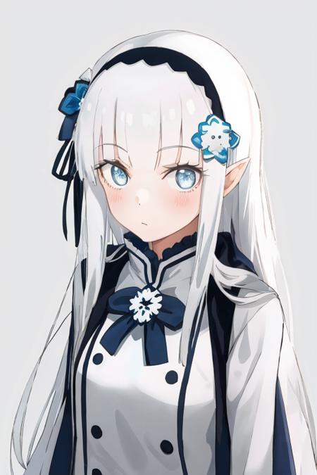 <lora:EiraV1-000060:1>, Eira, 1girl, long_hair, solo, upper_body, hairband, hair_ornament,