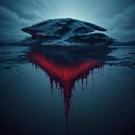 surreal, abstract, lake, blood