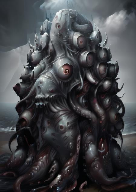 beach, nigth,horror (theme), water,fishnets, multiple boys, multiple eyes, red eyes,tentacle sex, mature male, mature female,