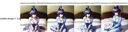 solo, Mitsurugi Meiya, blue eyes, blue hair, high ponytail, sitting on bed, smile, pyjamas