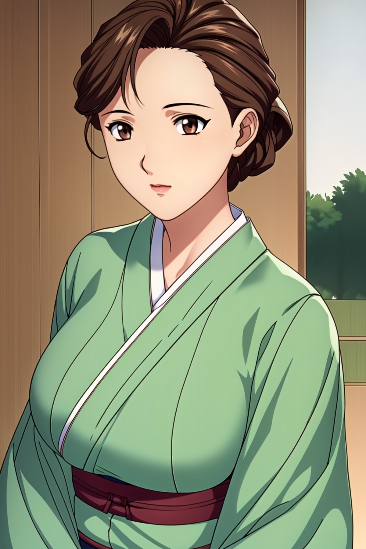 Simple Green Background,
Green kimono,japanese clothes,wide sleeves,long sleeves,
<lora:Shinguuji_Wakana_Sakura2-KK77-V1:0...