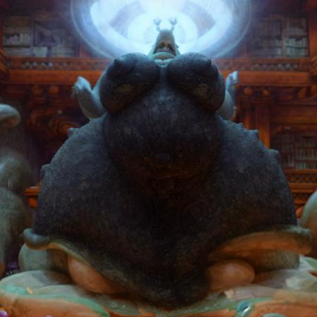 <lora:The Librarian (Monsters University):1.2>,  3d cartoon, anatomically correct, masterpiece, best high quality, ultra details, realistic, RAW Photo, perfect anatomy, 4k, 8k, quality lighting, detailed hands, detailed eyes, solo, giant, slug-like monster, old, the librarian, gray skin, black long dress skin, (cellulite:1.2),  (thick thighs:1.2), (wide hips:1.3), (big boobs:1.3), (big ass:1.3), (wet body:1.4),   <lora:projectile_cum_v0.2:1>  front view, presenting breasts, projectile cum, paizuri, pov, 1boy, (penis:1.1) <lora:BGV5EX:1> <lora:add_detail:1>,