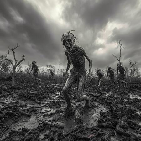 Zombie Rundown, Rotting Mudclay, Dreary Stormy Day, Barron Lands, Greyscale, Nothing of New, Dread and Scary
