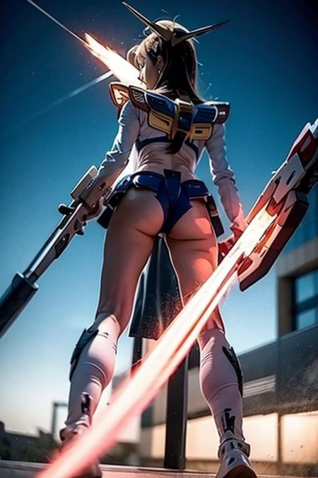 gundam_girl,  weapon, <lora:gundam_girl_v12:0.8>,   <lora:japaneseLingerie_v10:0.3>, fire, laser,