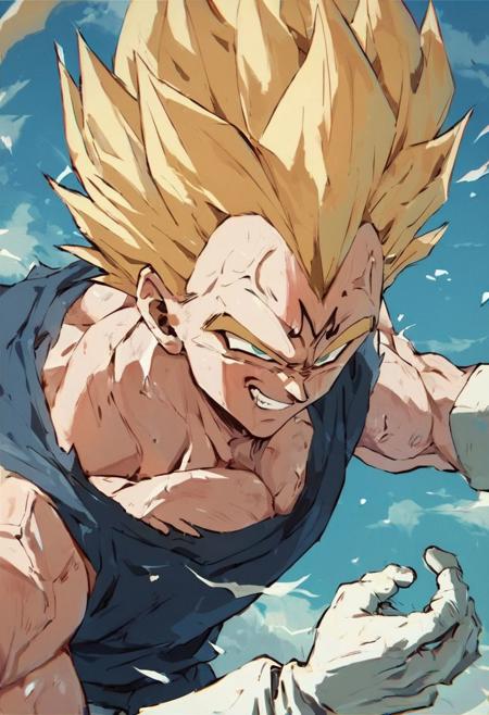 (score_9, score_8_up, score_7_up:1.3),source_anime,Majin , serious,smiling , ((white gloves)),screming ,punch,( desert:0.5)