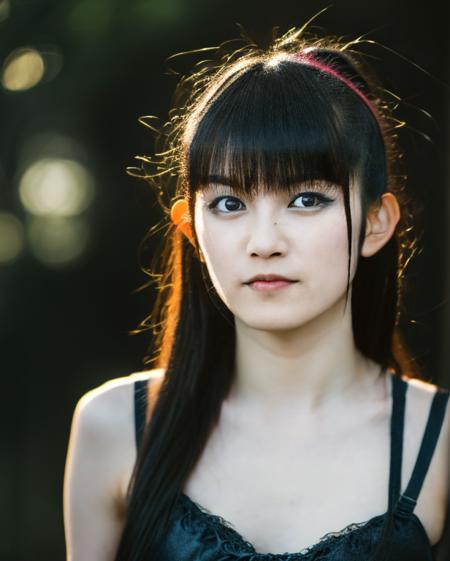 realistic, photorealistic, detailed, beautiful, RAW photo, film grain, (natural lighting :1.2), japanese, woman, raw photo, photo background, long hair, suzuka nakamoto,suzukav4, punk style,wearing a bra, 20 years old,  detailed eyes,  bokeh, park,mature
<lora:Suzuk4-step00007350:1>