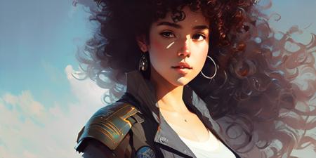 (samdoesart:1.1) (dreamlikeart:1) full body portrait of a beautiful young lady, curly hair, (sci-fi:1.2), masterpiece, intense shadows, ambient light, illustration, (thick outlines:1.2), cartoon, highres, drawn by Inoue Takehiko, (Diego Dayer:0.9), Jakub Rozalski, (kuvshinov:1)