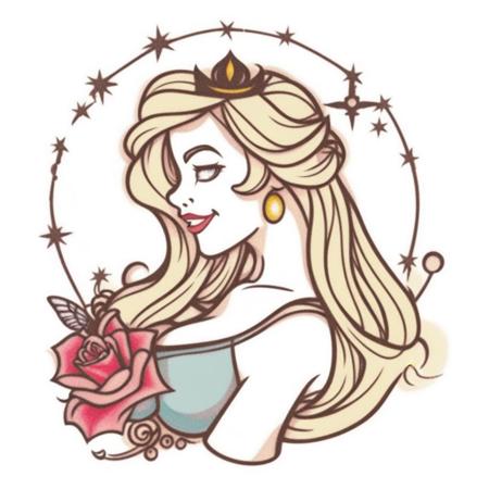 A Disney princess  tattoo  <lora:SDXL-tattoo-Lora:1>