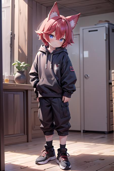 <lora:aki_sd_v10:0.5>,1boy, aki, crimson hair, animal ears, masterpiece, ultra detail