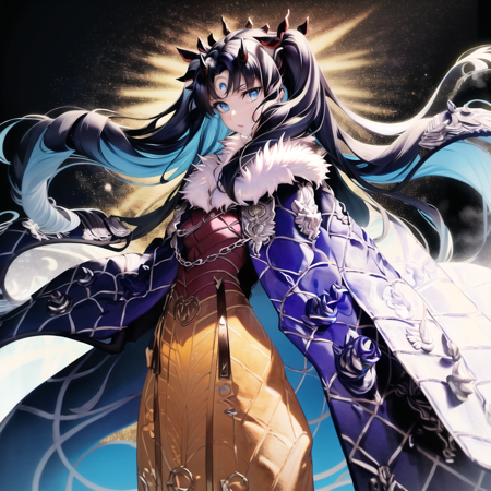 spaceishtar the anime is showing an image of a female character's outfit with her hair up, 1girl, blue hair, long hair, facial mark, cloak, blue eyes, solo, fur-trimmed cloak, forehead mark, horns, ishtar (fate), crescent facial mark, symbol-shaped pupils, two side up, multicolored hair, an anime drawing of a woman in a red costume and long, purple hair, 1girl, red cloak, long hair, fur-trimmed cloak, pink hair, cloak, horns, solo, two-tone hair, blue hair, crescent, crescent facial mark, ishtar (fate), multicolored hair, facial mark, forehead mark, two side up, symbol-shaped pupils, star-shaped pupils a anime girl with blue hair 1girl, solo, horns, bodysuit, multicolored hair, long hair, ishtar (fate), two-tone hair, black bodysuit, blue hair, red hair, breasts, grey eyes, cleavage cutout, looking at viewer a woman with long hair wearing tight short ha outfit and leggings, 1girl, ishtar (fate), long hair, black hair, yellow shorts, red eyes, solo, shorts, red hair, gloves, yellow vest, earrings, jewelry, multicolored hair, two-tone hair, two side up, ass, breasts, looking at viewer, fingerless gloves, hoop earrings, short shorts, blush, belt, vest, bangs, room background, yellow gloves, cropped vest