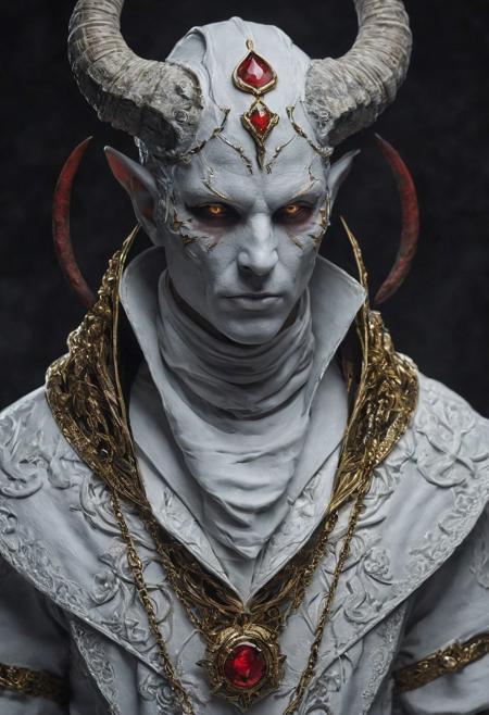 tiefling male infernal aristocrat, white porcelain skin, wearing tight elegant hooded dress adorned with gold and ruby, in the style of unreal engine 5. Apocalypsecore backround.
Wide range of colors., Dramatic,Dynamic,Cinematic,Sharp details
Insane quality. Insane resolution. Insane details. Masterpiece. 32k resolution.
<lora:add-detail-xl:0.95> <lora:dvr-lnds-sdxl:0.3> dvr-lnds-sdxl <lora:MJ52:0.25> <lora:ral-apoctvisn-sdxl:0.3> ral-apoctvisn <lora:zavy-cntrst-sdxl:0.35> dark, chiaroscuro, low-key <lora:zavy-rmlght-sdxl:0.41> zavy-rmlght <lora:SDXLFaeTastic2400:0.225>