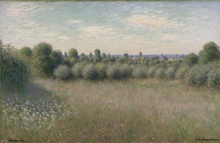 style of Claude Monet, clump ,hedgerow,terrace ,parcel ,arboretum , Marsh ,
