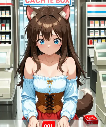 Civitai NSFW コンビニでコンドームを買う / NSFW: Buying condoms at a convenience store.