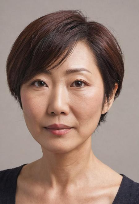 42 year-old japanese woman,short hair,sanatwicelora, solo, upper body, best quality, masterpiece, ultra high res, (photorealistic:1.4) <lora:sanatwicelora:0.9>